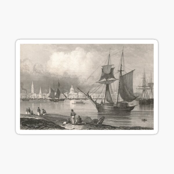 Item preview, Vintage Port of New Orleans with Tall Ships designed and sold by AntiqueImages.