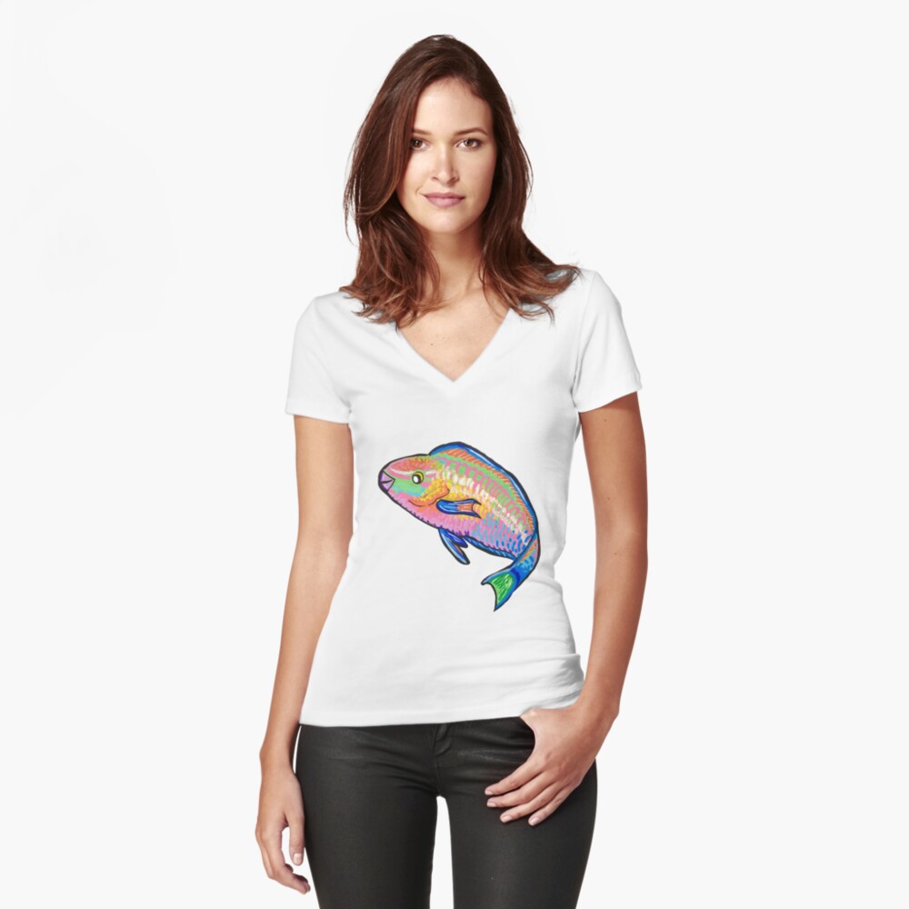 Item preview, Fitted V-Neck T-Shirt designed and sold by thefroglesbian.