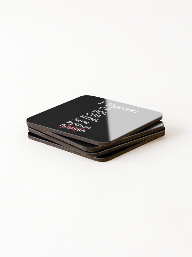 Thumbnail 4 of 5, Coasters (Set of 4), I only speak C sharp, sql, css, html, java, python designed and sold by catnamedtiffany.