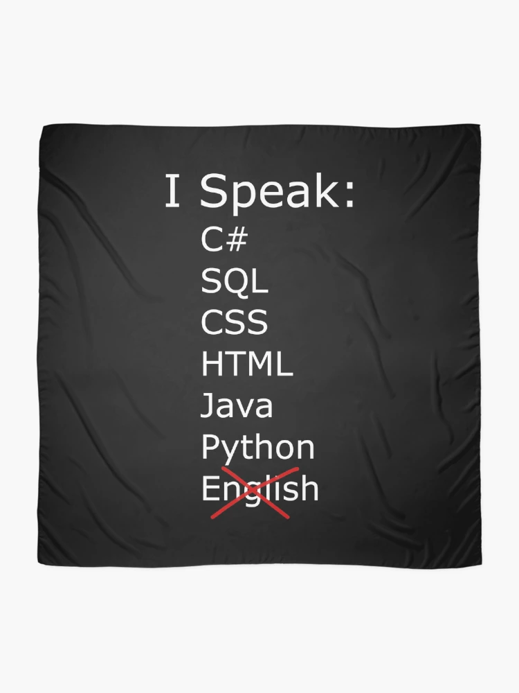Thumbnail 2 of 3, Scarf, I only speak C sharp, sql, css, html, java, python designed and sold by catnamedtiffany.