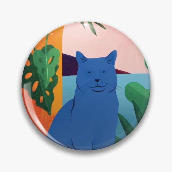 Item preview, Blue cat in a tropical paradise designed and sold by Rona Marin Miller.