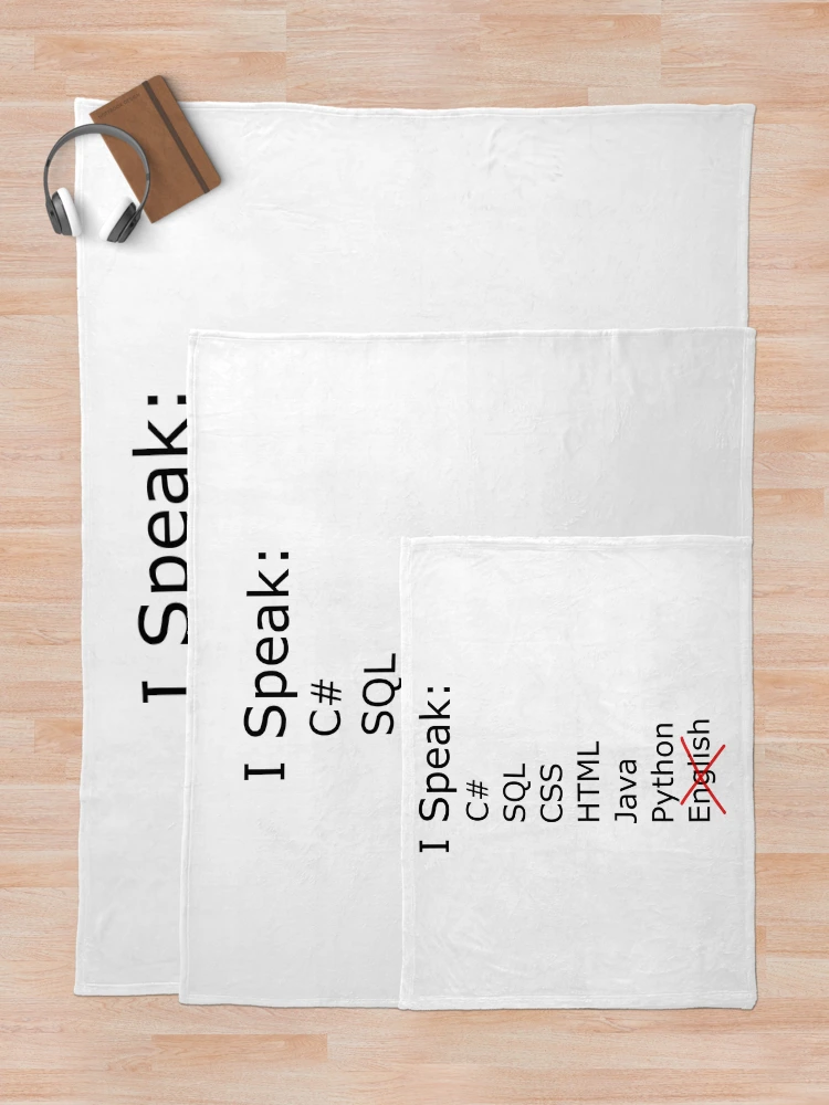 Thumbnail 5 of 6, Throw Blanket, I speak C sharp, sql, css, html, java, python designed and sold by catnamedtiffany.