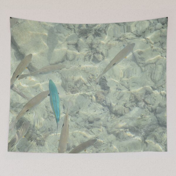 Item preview, Clear water with grey and blue fish designed and sold by Artlajf.
