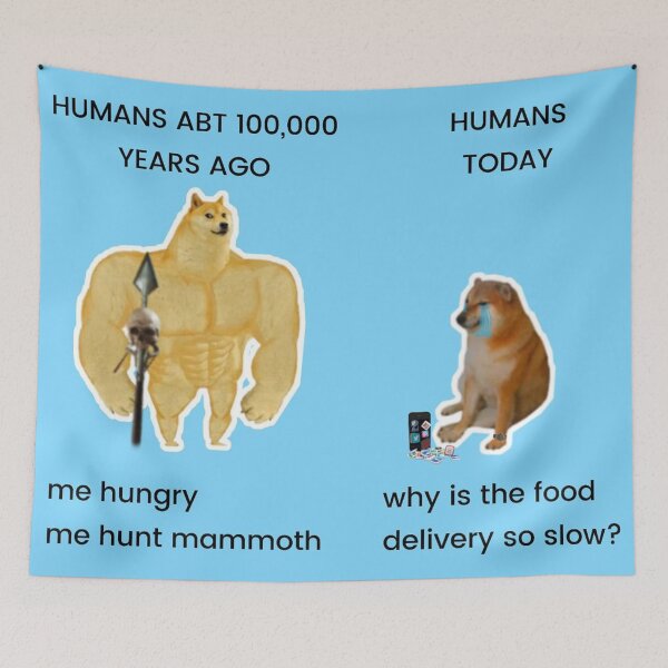 Item preview, 'How humans have changed' meme designed and sold by Dennoir.