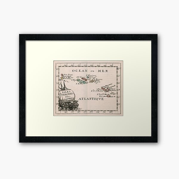 Vintage Map of The Azores Islands (1682) Framed Art Print