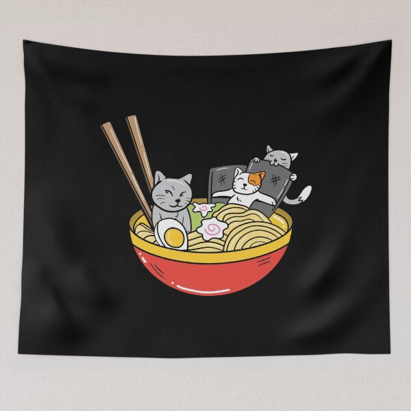 Item preview, Anime Cat Japanese Ramen Noodles Foodie Gift designed and sold by haselshirt.