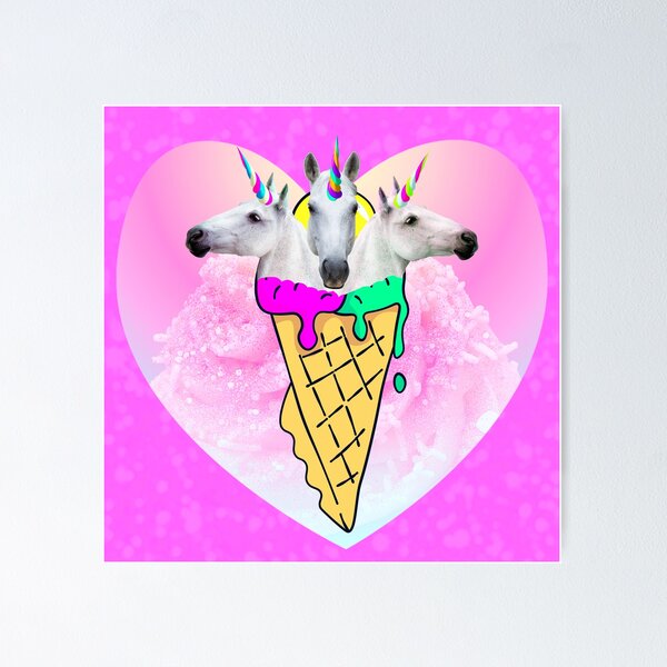Item preview, Unicorn fashion ice cream. Photo and illustration collage print designed and sold by JenyaPo.