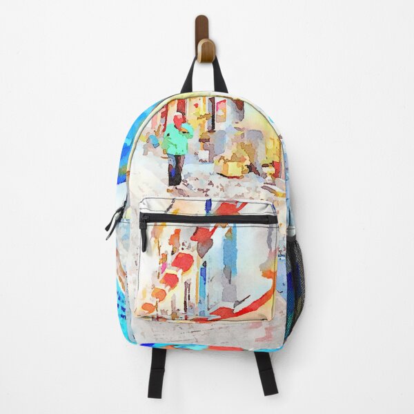 Item preview, Man in the street with murals designed and sold by Giuseppe Cocco.