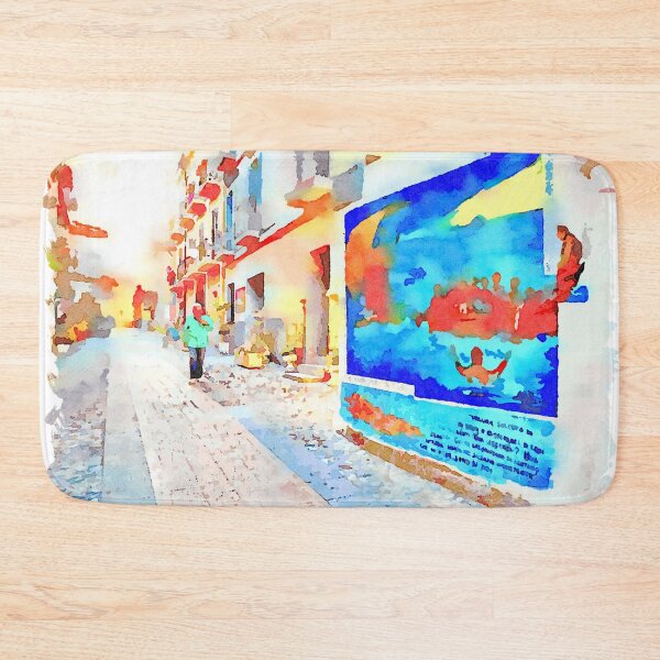 Item preview, Man in the street with murals designed and sold by Giuseppe Cocco.