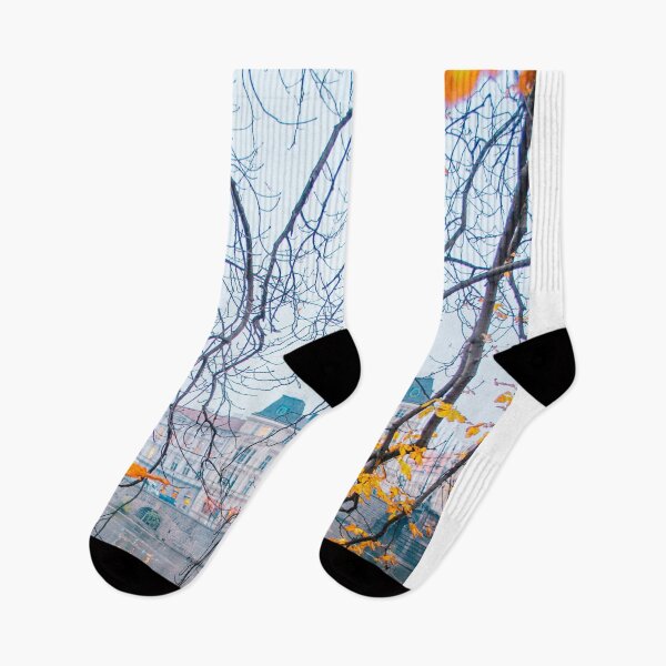 Item preview, Tree branches with yellow foliage over Vltava River  designed and sold by Carmen Jost.