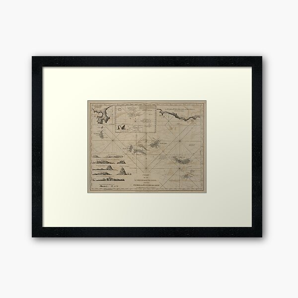 Vintage Map of The Azores Islands (1775) Framed Art Print