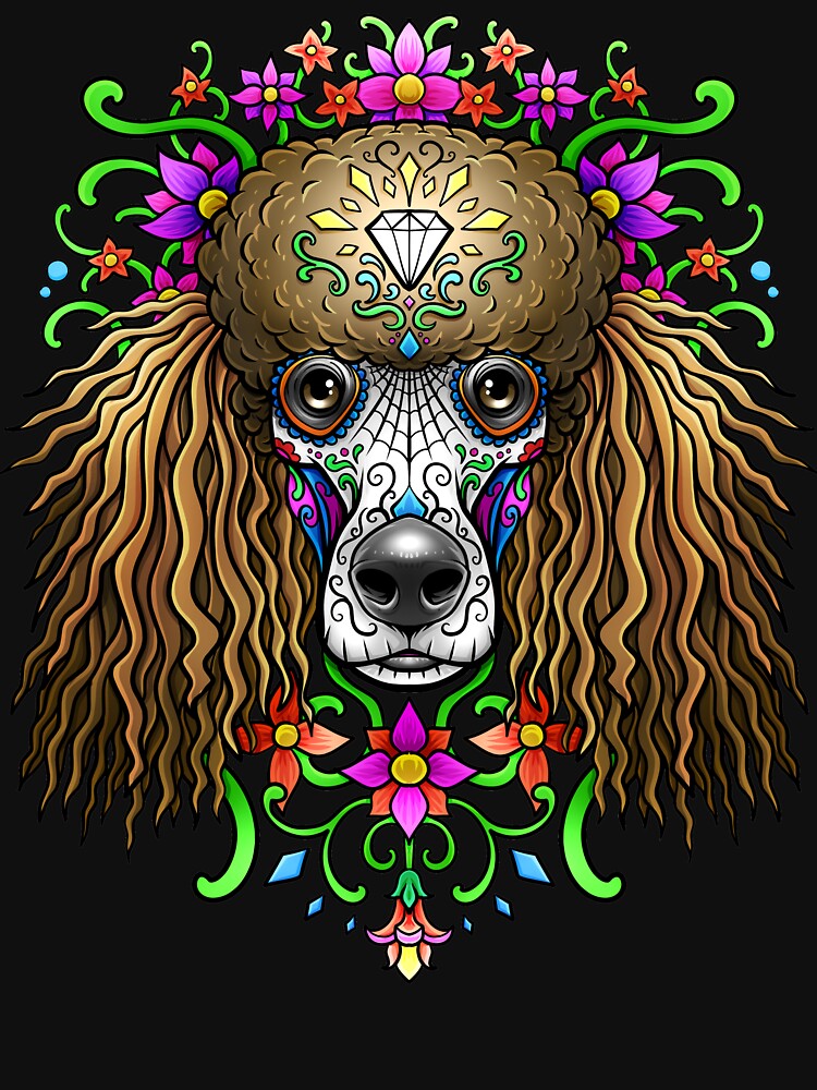 "Poodle Day Of The Dead Dog Sugar Skull" Tshirt by Teeming Redbubble