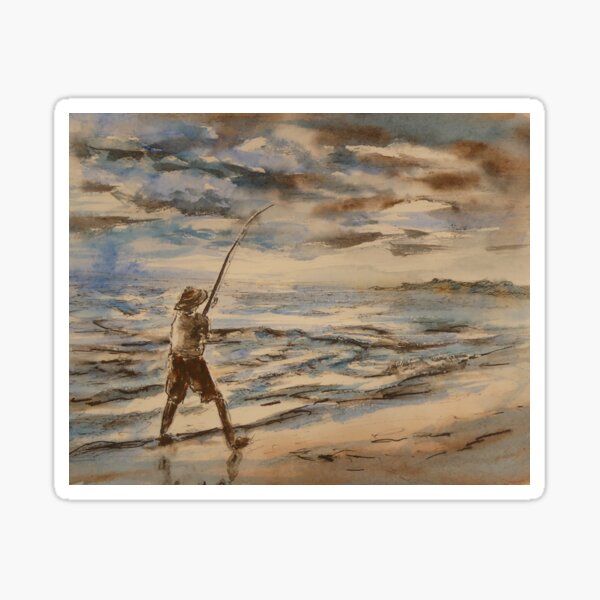 Flying Fish Point Evening Beach Fishing 1 of Pair Sticker