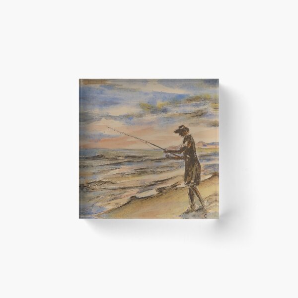 Flying Fish Point Evening Beach Fishing 2 of Pair Acrylic Block