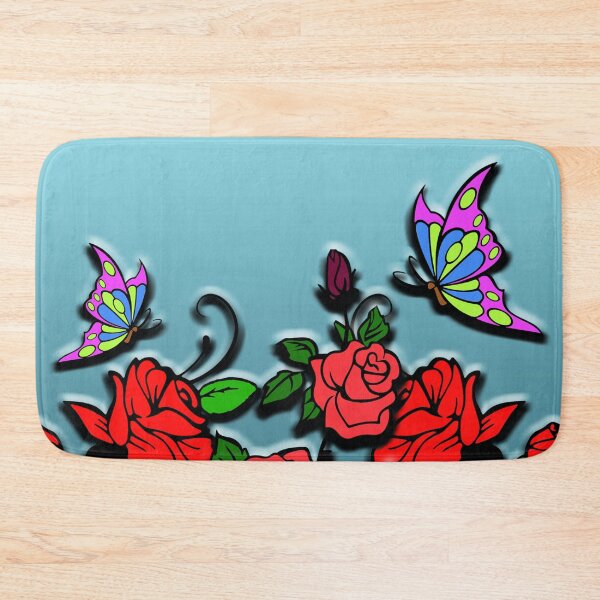Item preview, Red Roses and Butterflies - Floral Art Design 3D Effect designed and sold by Thordur Sturluson.