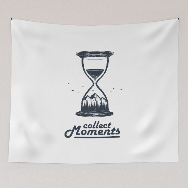 Item preview, Collect Moments. Hourglass. Mountains, Travel, Adventure. Motivational Quote designed and sold by Sloth Astronaut.