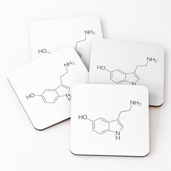 Serotonin Molecule Coasters (Set of 4)
