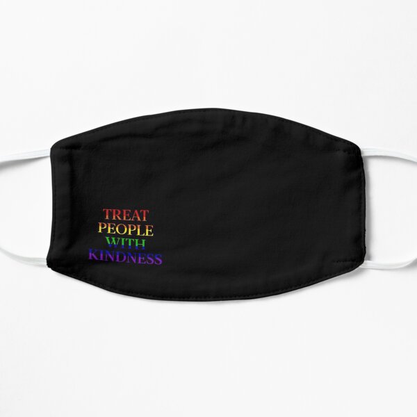Treat people with kindness raimbow written on black mask Flat Mask