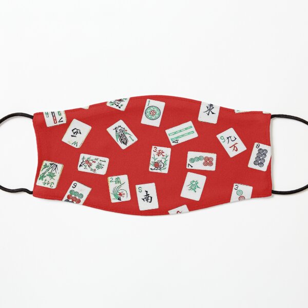 mah jongg tiles red Kids Mask