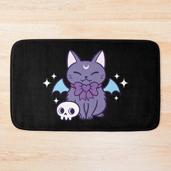 Bat Kitten // Black | Nikury Bath Mat