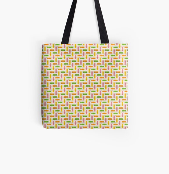Citrus Herringbone Bricks Cross Stitch Pixel Art All Over Print Tote Bag