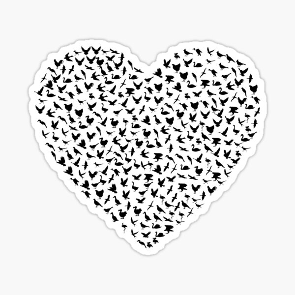 Corazón de pájaros y aves Pegatina