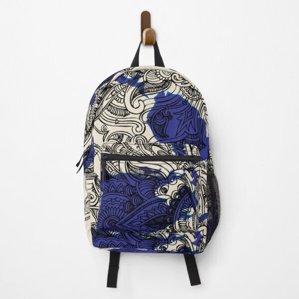 Item preview, World Map in Henna Paisley Blue Indigo  designed and sold by Bebichic.