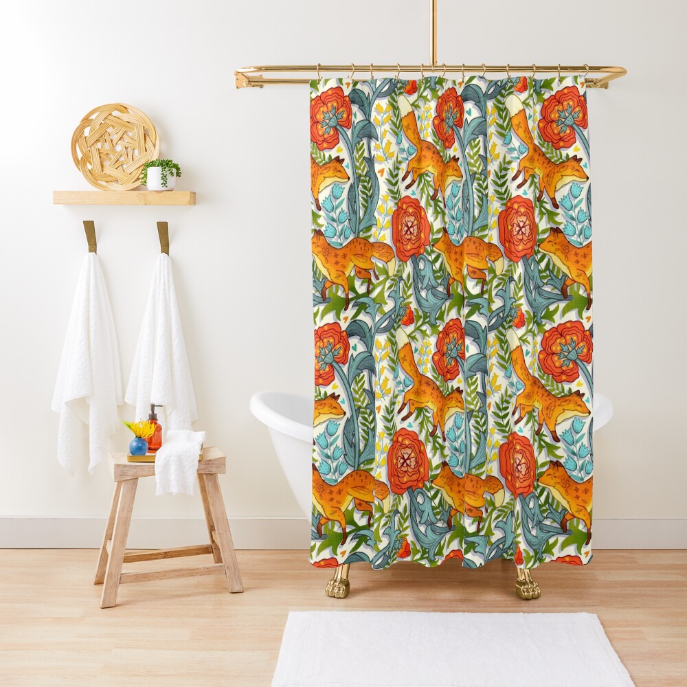 "Art Nouveau Foxes " Shower Curtain for Sale by TigaTiga Redbubble