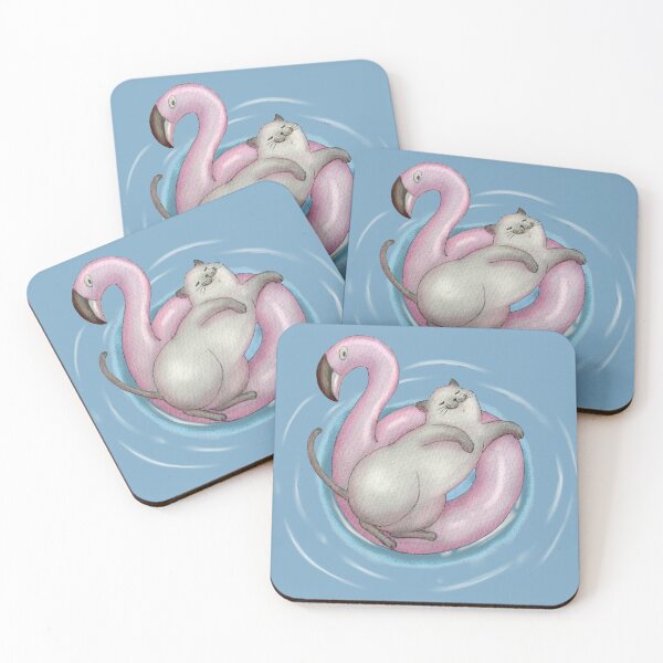 Item preview, Summer Cat on Flamingo  designed and sold by Denise, Denisn't.