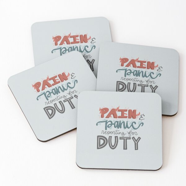 Item preview, Pain and Panic Reporting for Duty - Funny Illustrated Quote designed and sold by Sarah Stone.