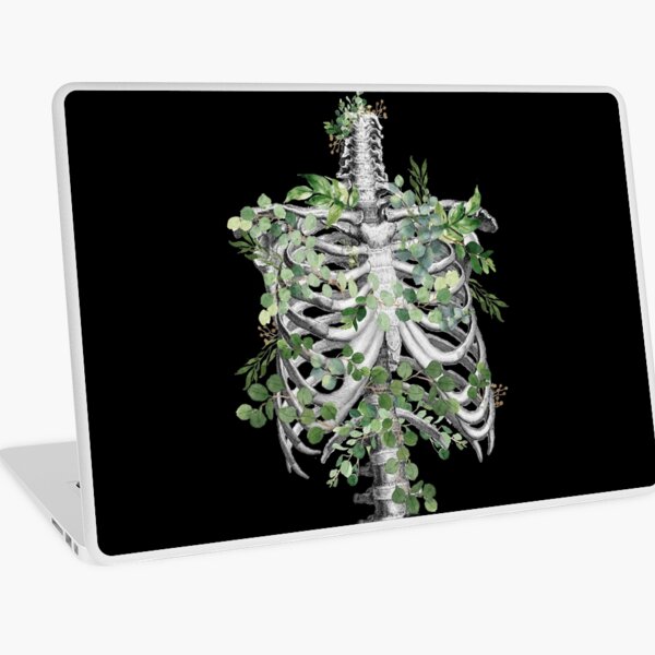 Ribcage, rib cage, anatomy skeleton eucaliptus leaves Laptop Skin