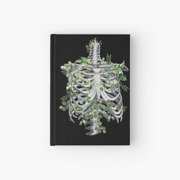 ribcage,rib cage, anatomy skeleton eucaliptus leaves Hardcover Journal