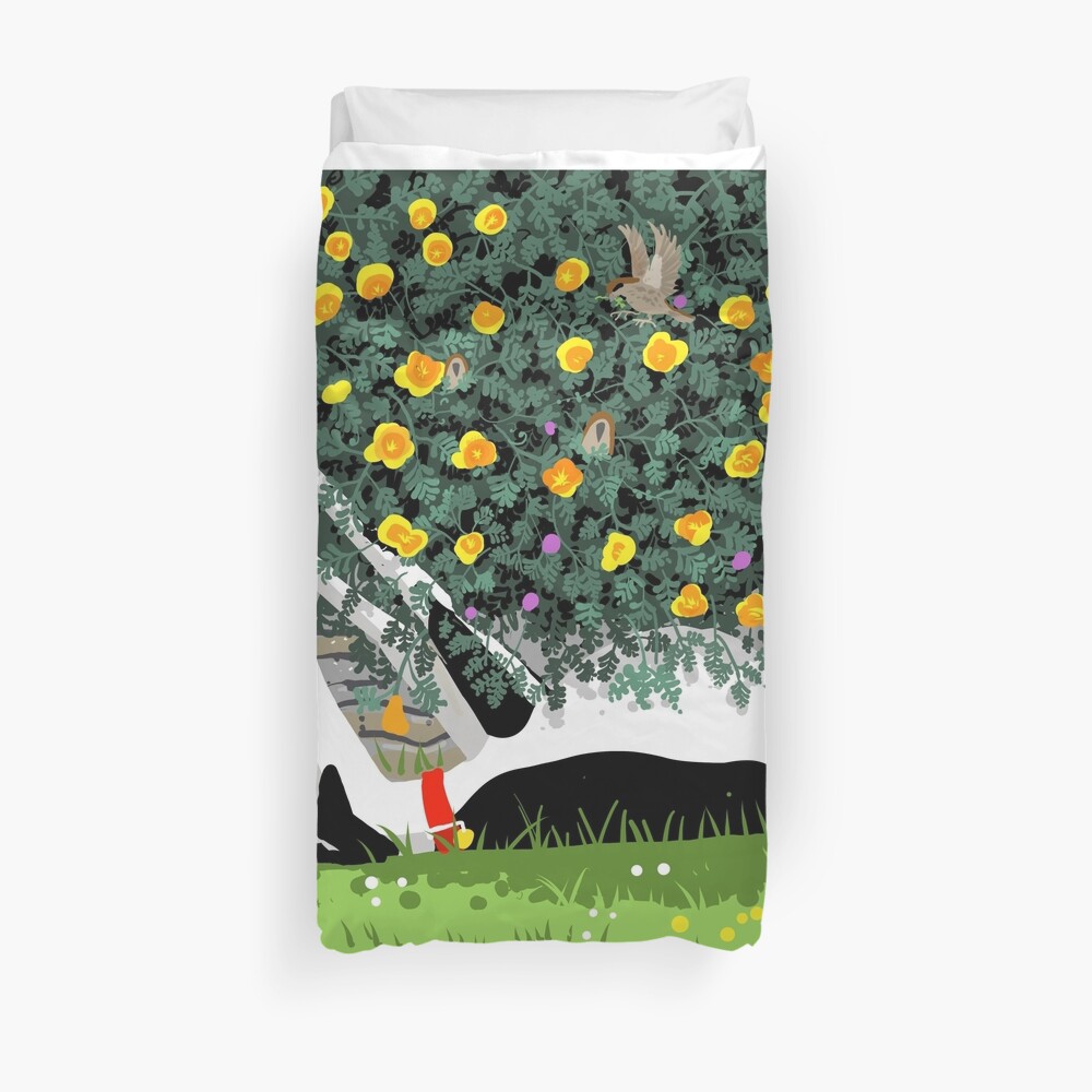 The Cowhound and the Yellow Flowers Duvet Cover