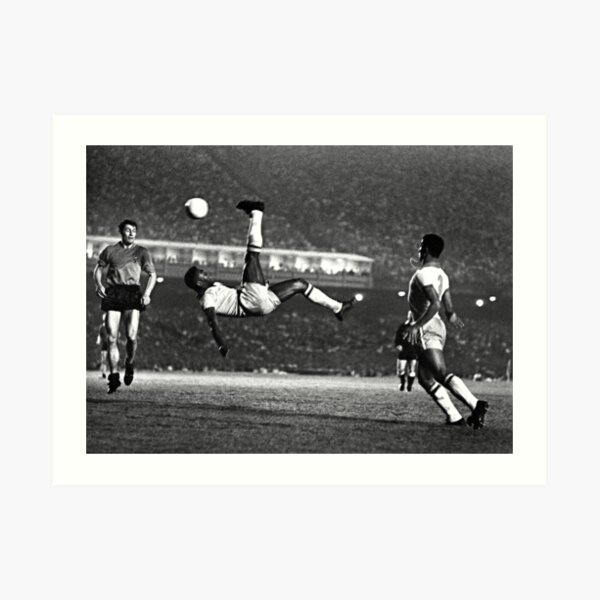 Pele Iconic Bicycle Kick (1968) (Black & White) Art Print