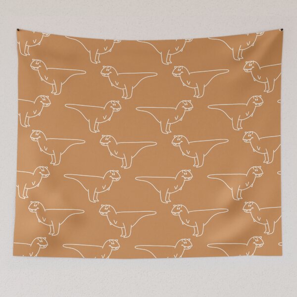 Item preview, Cute simple Carnotaurus dinosaur gender neutral baby pattern. Simple whimsical minimal earthy 2 tone color. Kids nursery wallpaper or boho cartoon animal fashion. designed and sold by Limolida.