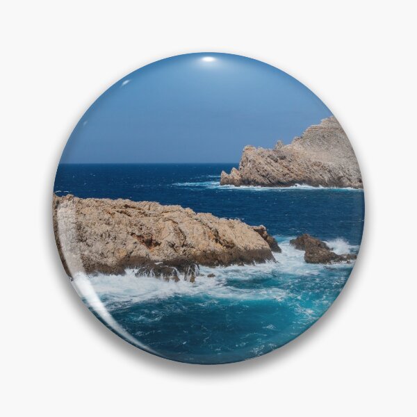 Item preview, Rocky cliffs, deep blue Mediterranean sea in Menorca, Spain,  designed and sold by HTPOP.