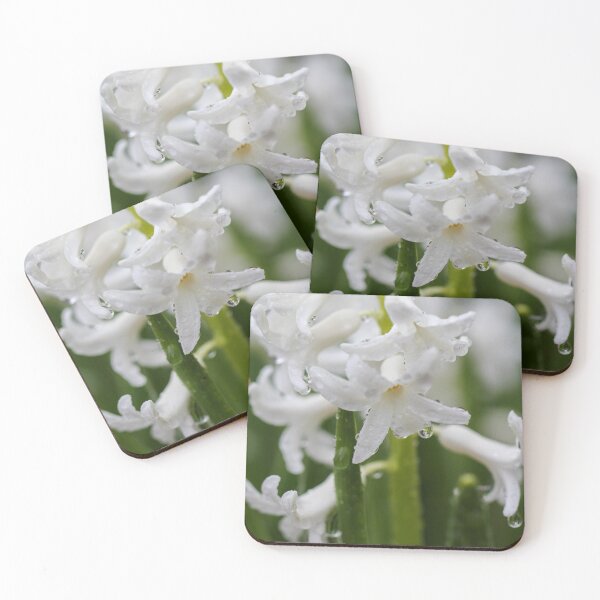 Item preview, White hyacinth covered in raindrops designed and sold by Spring Reilly.