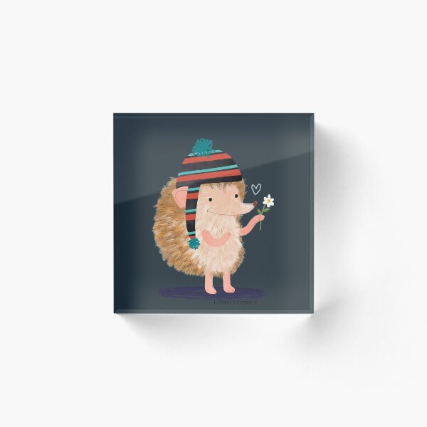 Hedgehog with flower Acrylic Block