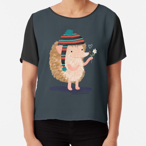 Hedgehog with flower Chiffon Top