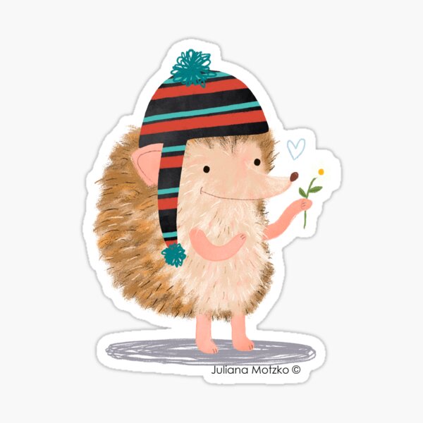 Hedgehog with flower Sticker