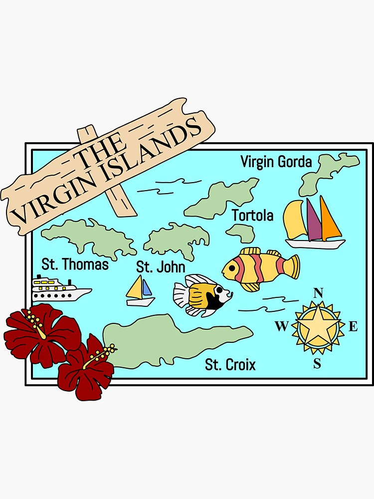 "u.s. virgin islands map" Sticker for Sale by abbygrayce Redbubble