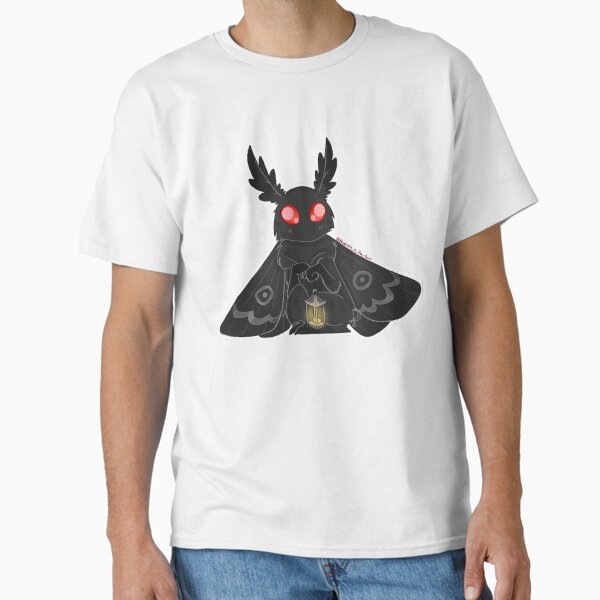 Item preview, Tiny Mothman (Mothling!) with lamp, kawaii cryptid designed and sold by OTBPShop.