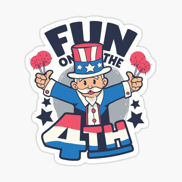 4th July USA Fun Design Sticker