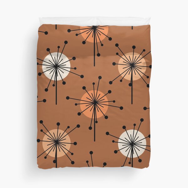 Item preview, Atomic Era Sputnik Starburst Flowers Burnt Orange designed and sold by thepixelgarden.