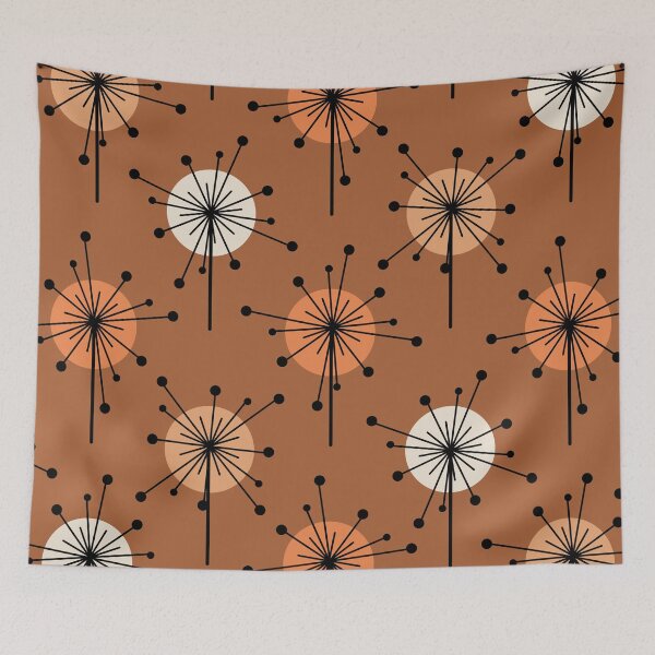 Artikelvorschau, Atomic Era Sputnik Starburst Flowers Burnt Orange entworfen und verkauft von thepixelgarden.