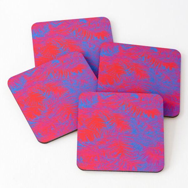 Item preview, Bright Red Blue Fern Pine Pattern designed and sold by wildjellybeans.