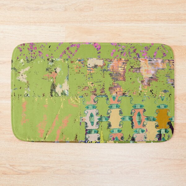 Item preview, Green textiles, mixed media, fiber art, tan beige green blue purple pink designed and sold by djrunnels.