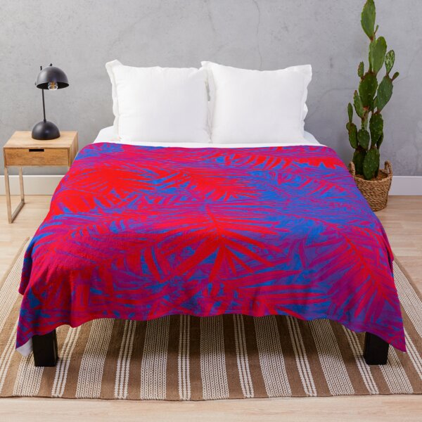 Item preview, Bright Red Blue Fern Pine Pattern designed and sold by wildjellybeans.