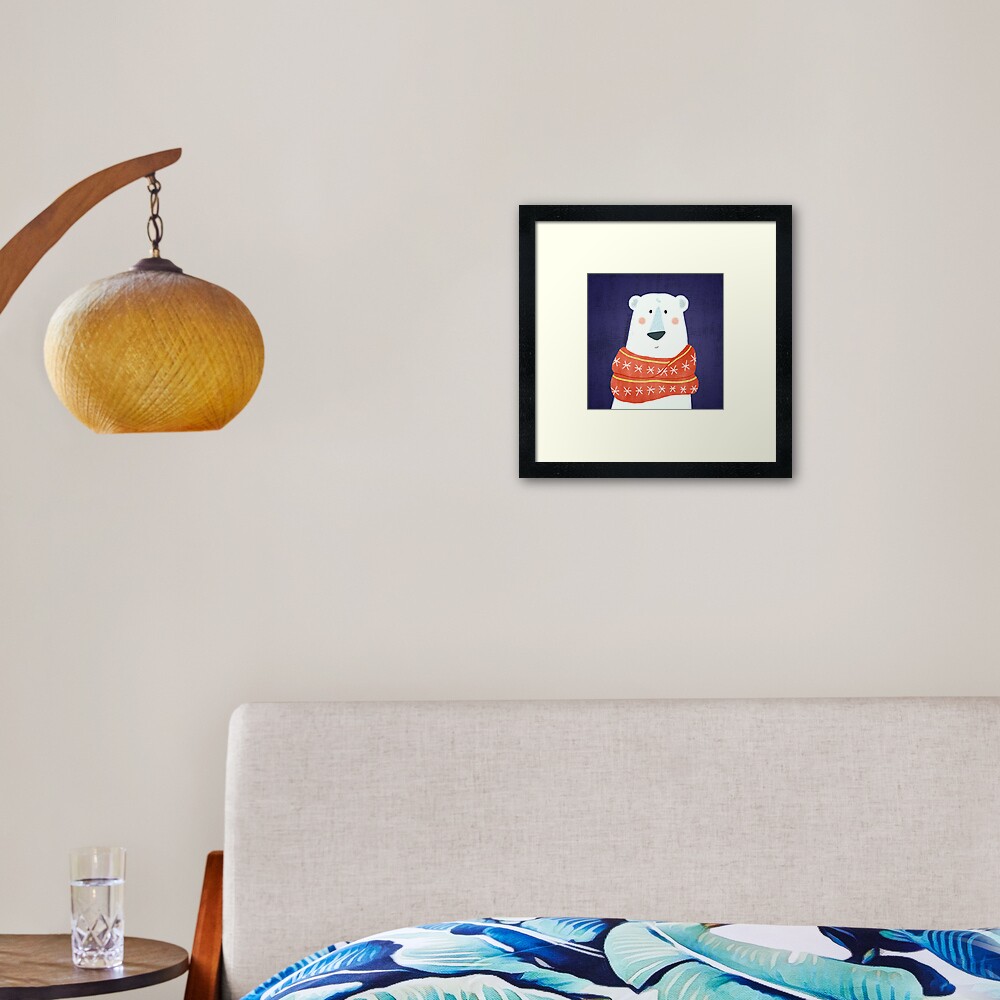 Polar Bear with scarf Framed Art Print