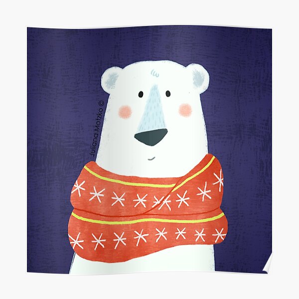 Polar Bear with scarf Poster